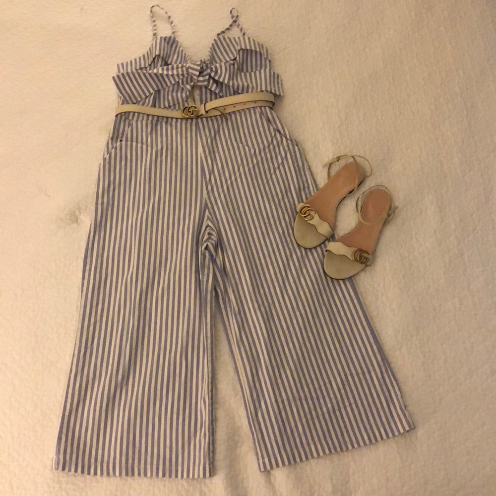 White and Blue Cutout Romper